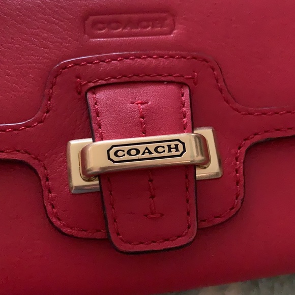 Coach Taylor Coral Colored Leather Flap Wallet - Picture 3 of 10
